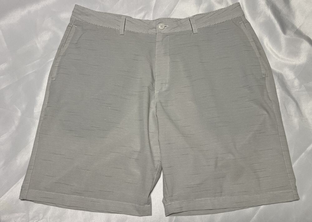 Black Clover Golf Shorts Men’s 38 Gray Pinstripe Performance Stretch - Flawed